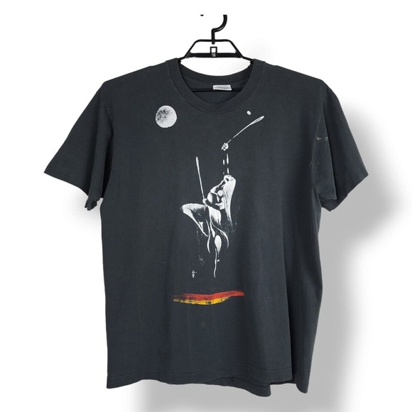 Vintage Tshirt Mens Tee Size 46 48 Native American Stickball Graphic Black Shirt